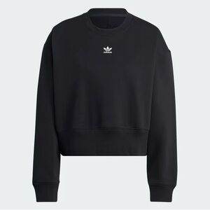 adidas Black Cropped Trefoil Crewneck Sweatshirt